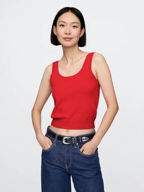 Gap Red CashSoft Cropped Tank Top Size Small